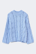 Chunky knitted cable sweater - Brunnera blue