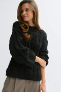 Chunky knitted cable sweater - Noir