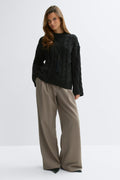 Chunky knitted cable sweater - Noir