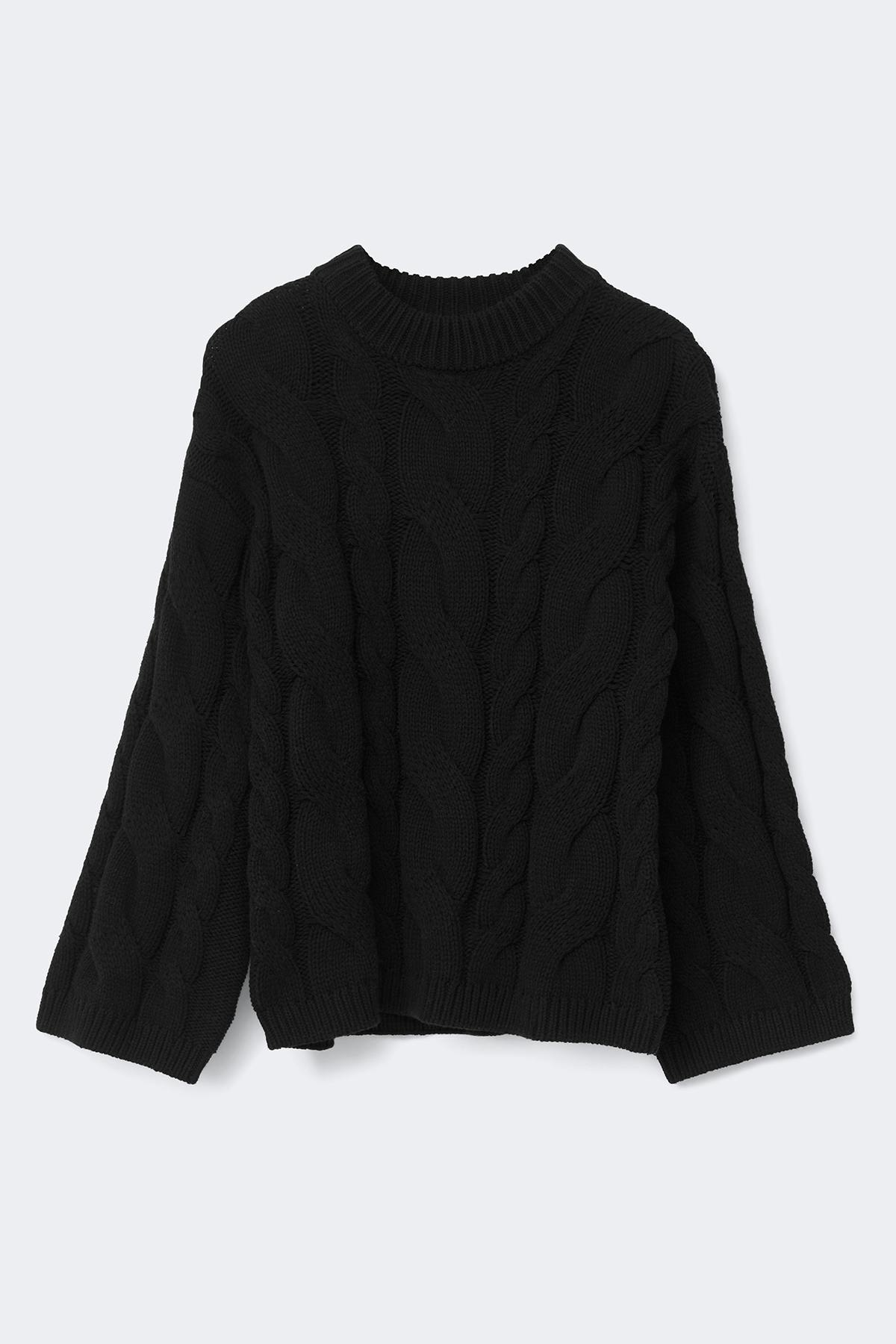 Chunky knitted cable sweater - Noir