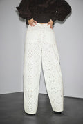 Broderie denim jeans - Blanc cassé