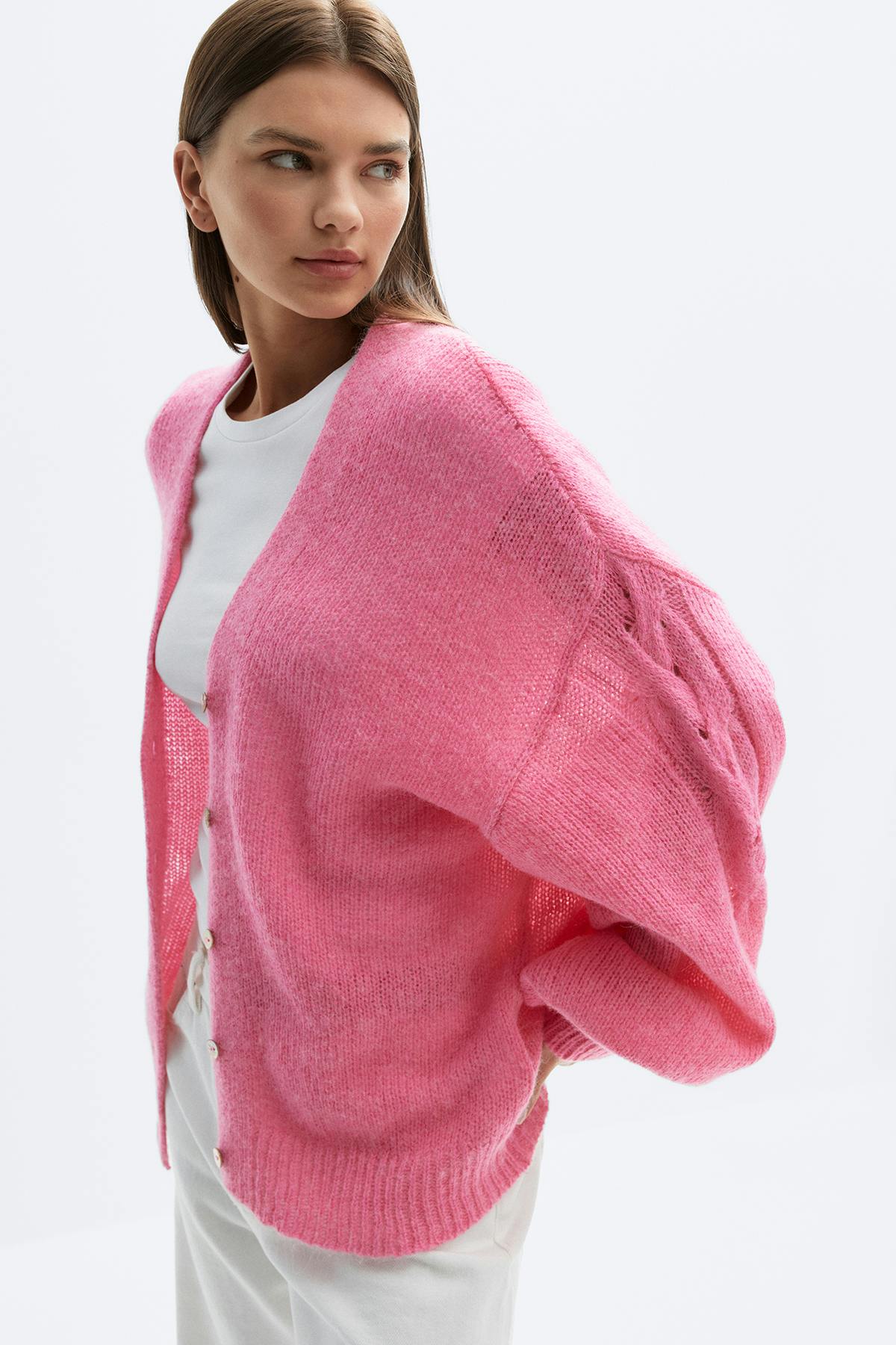 Chunky knitted cardigan - Winter pear