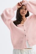 Chunky knitted cardigan - Pink cosmos