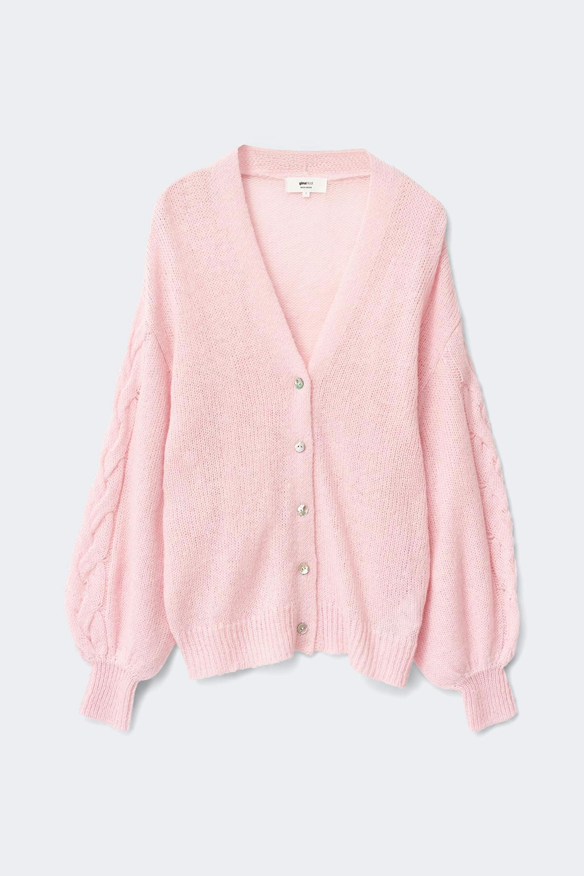 Chunky knitted cardigan - Pink cosmos
