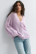 Chunky knitted cardigan - Orchid petal