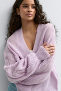 Chunky knitted cardigan - Orchid petal
