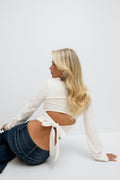 14+ long sleeve lace top - Jaune clair