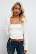 14+ long sleeve lace top - Blanc