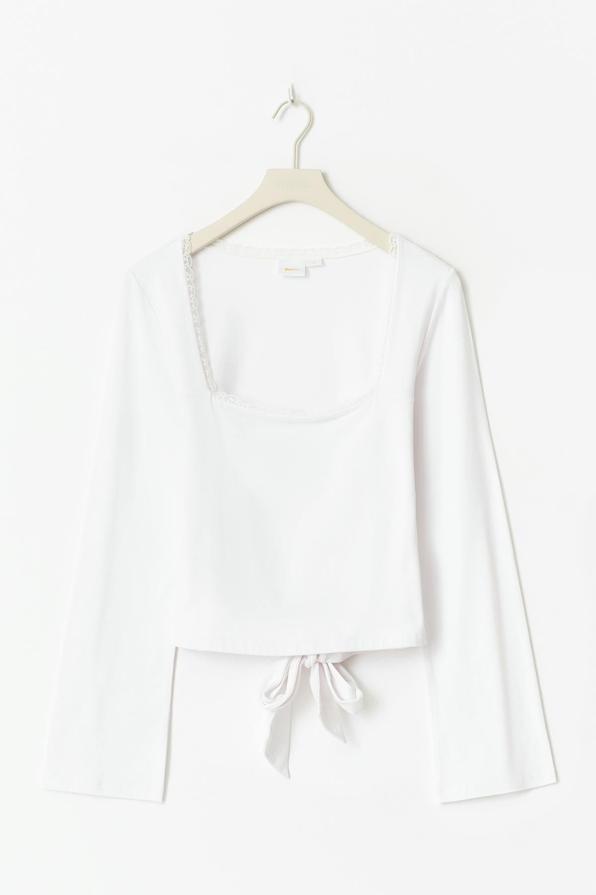 14+ long sleeve lace top - Blanc