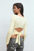 14+ long sleeve lace top - Jaune clair