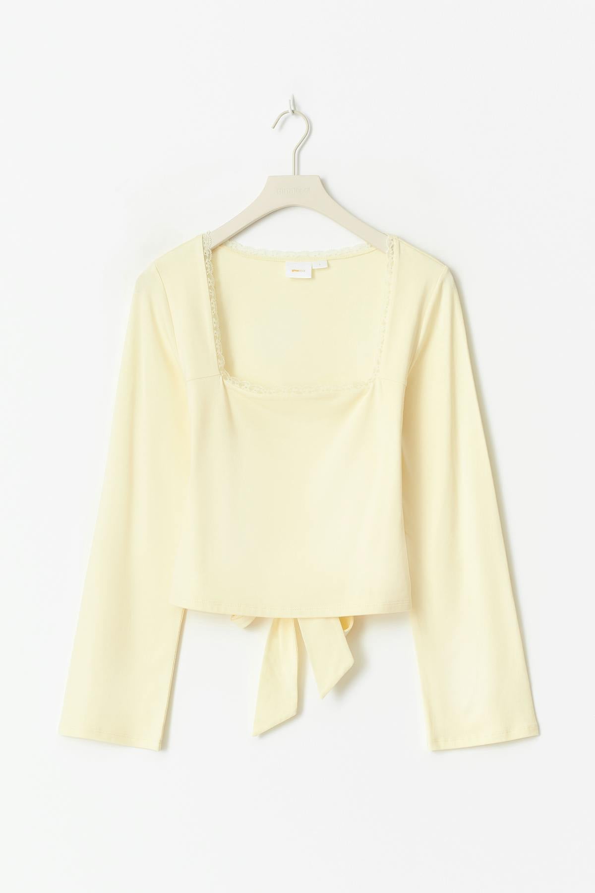 14+ long sleeve lace top - Jaune clair
