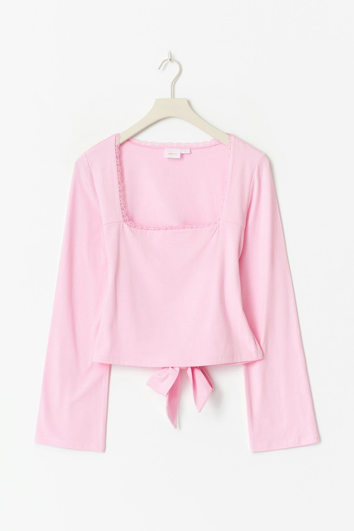 14+ long sleeve lace top - Rose