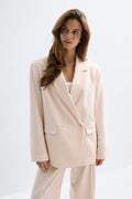 Back high slit blazer - Grey melange