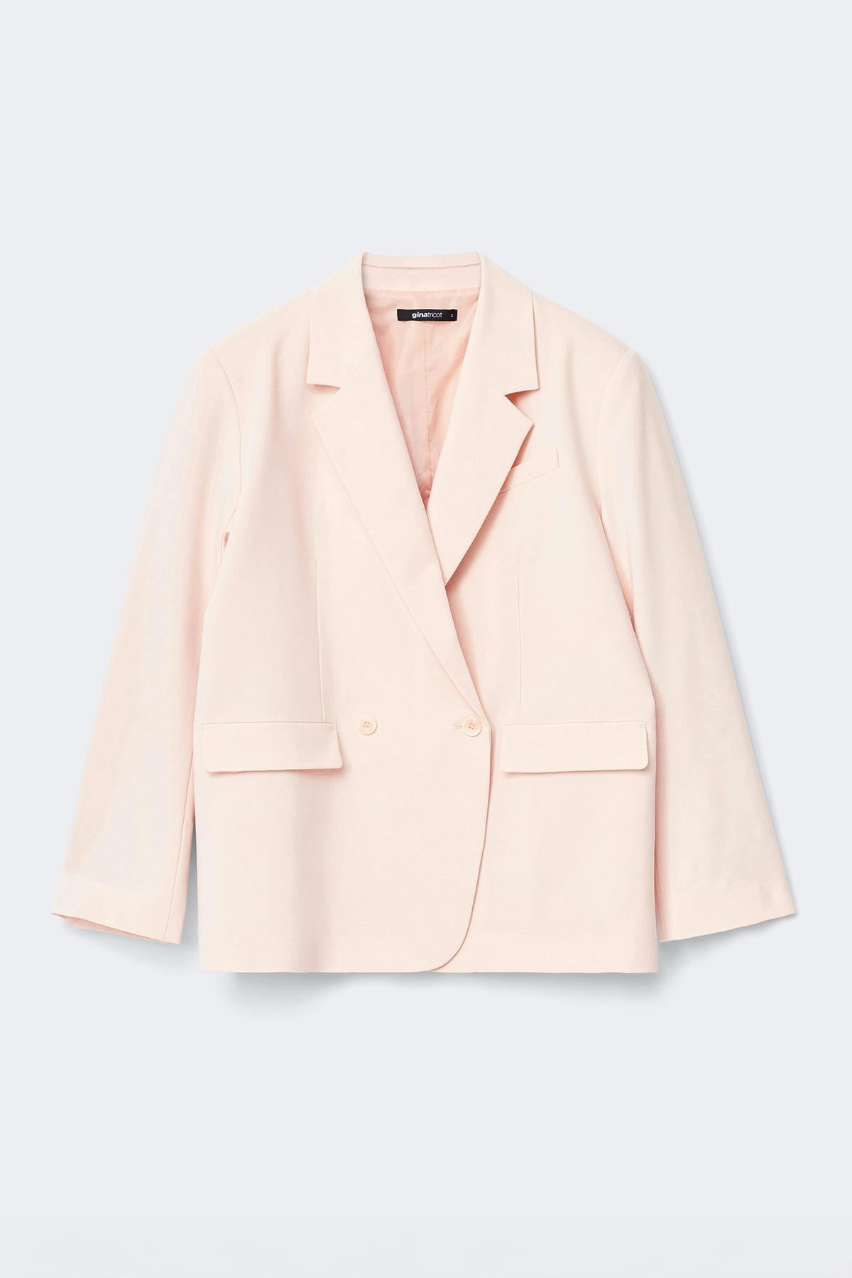 Back high slit blazer - Peach