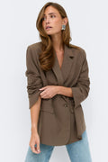 Back high slit blazer - Marron