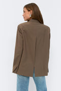 Back high slit blazer - Marron