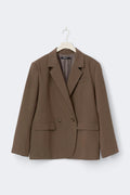 Back high slit blazer - Marron