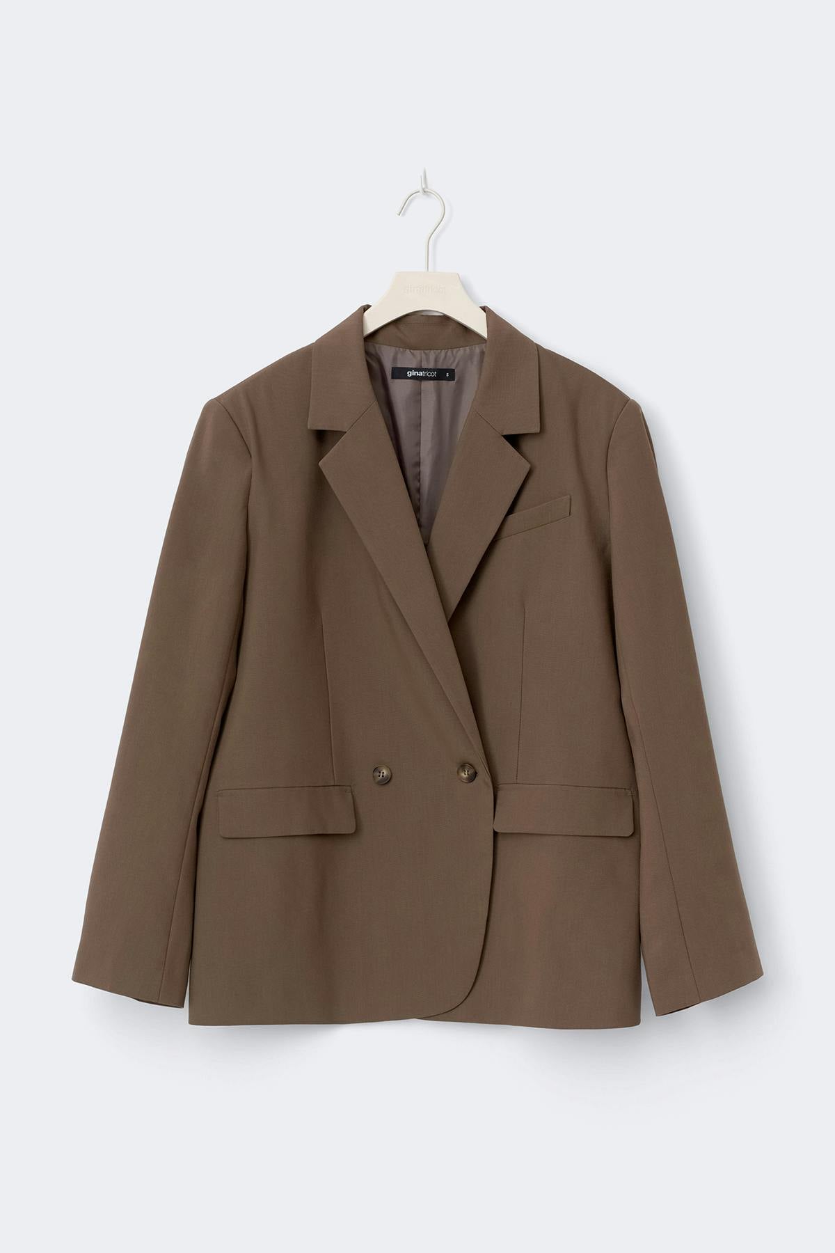 Back high slit blazer - Marron