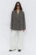 Back high slit blazer - Grey melange