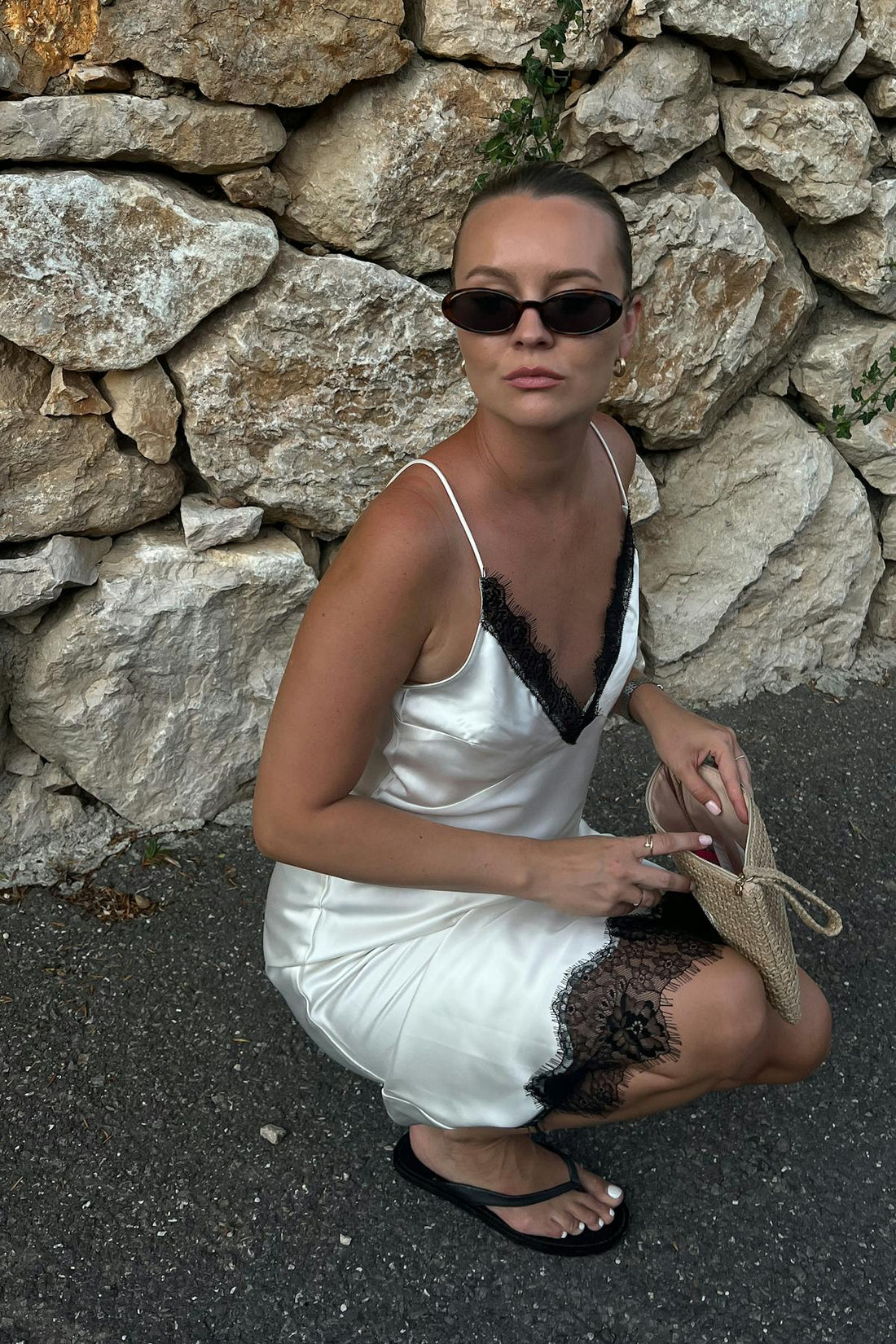 Lace midi skirt - Egret