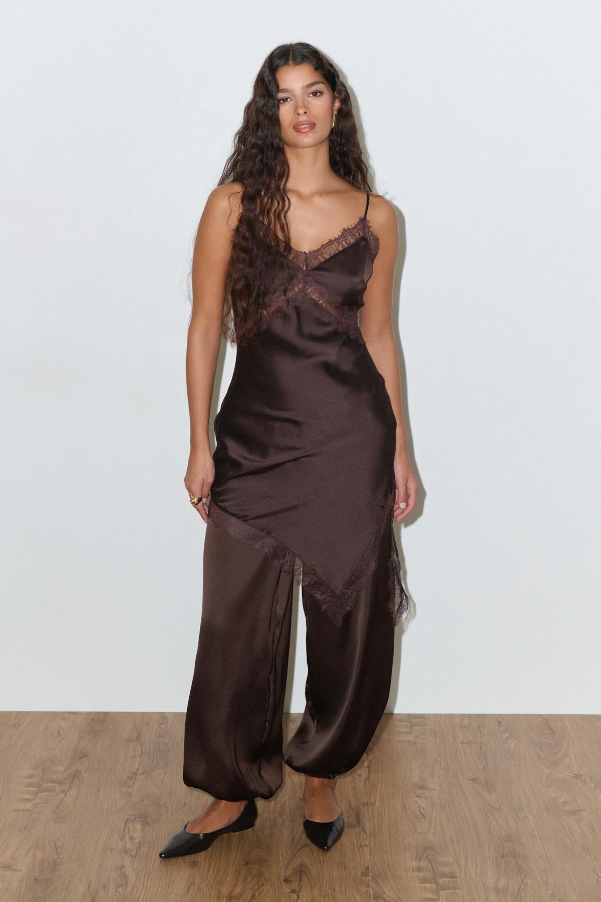 Satin dress - Vert foncé