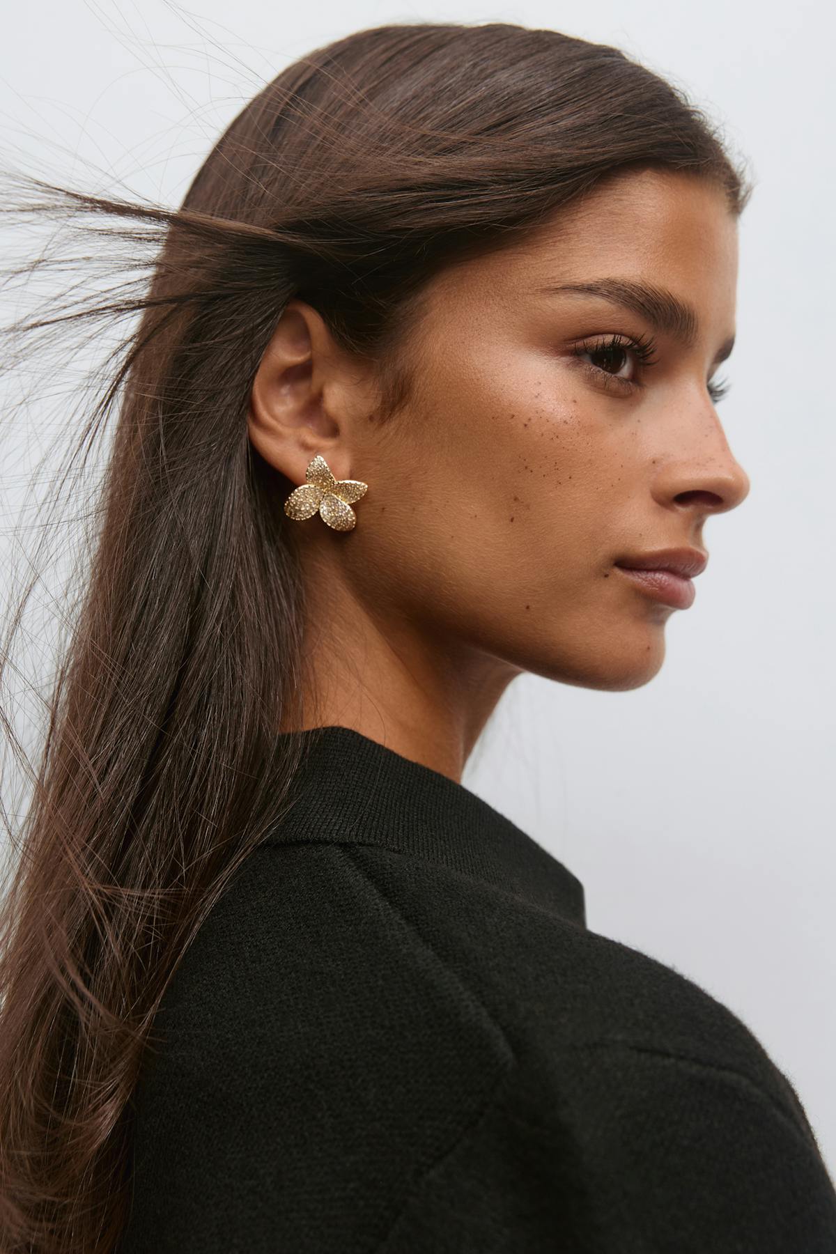Pave flower earrings - Doré
