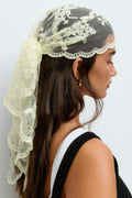 Embroidery lace scarf - Noir