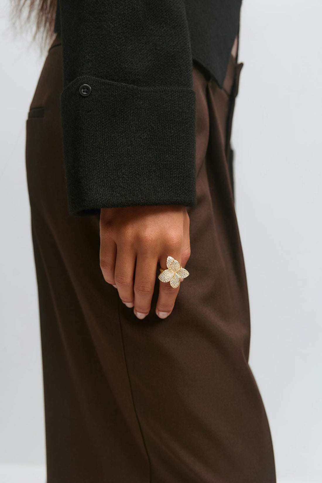 Pave flower ring - Doré