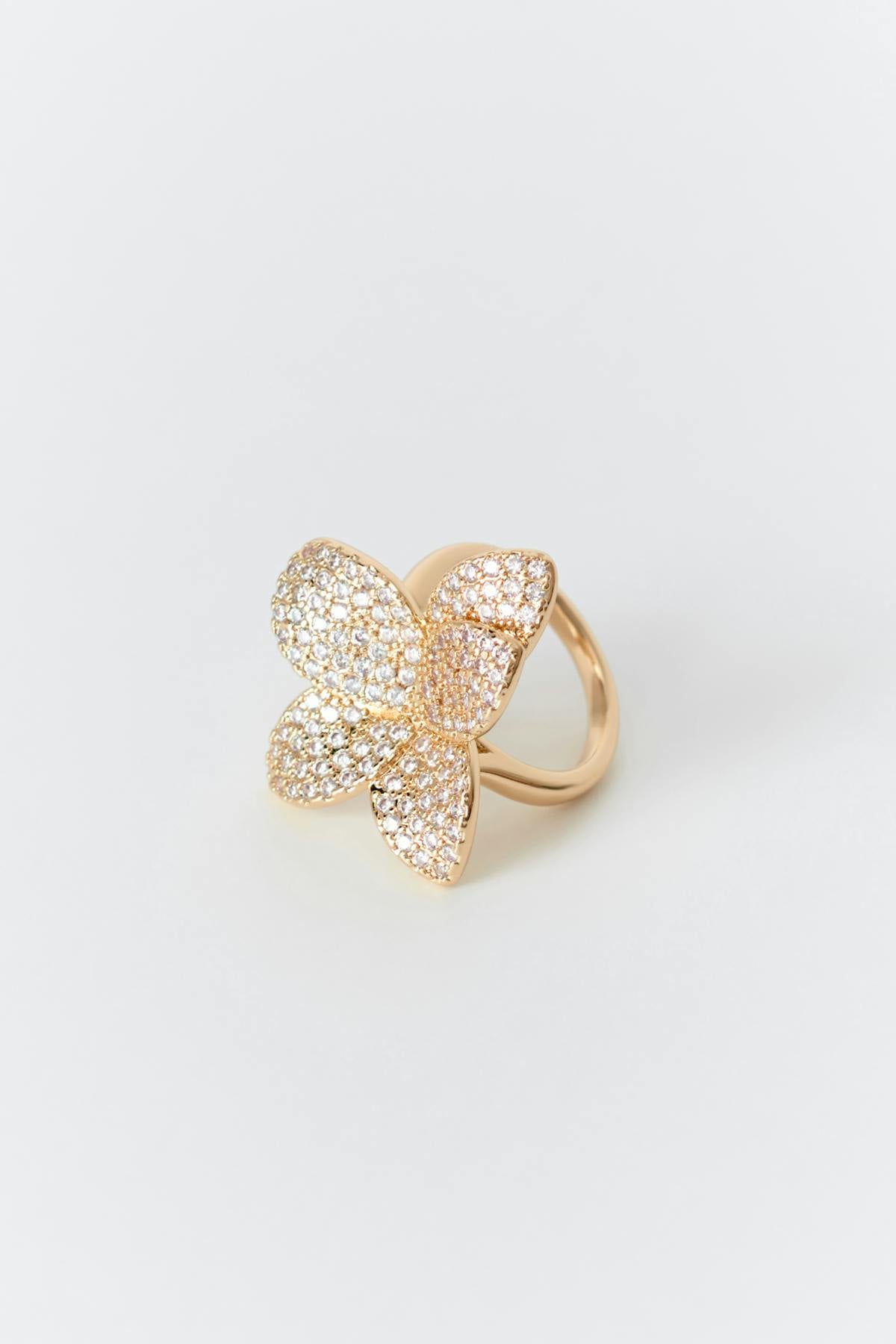 Pave flower ring - Doré