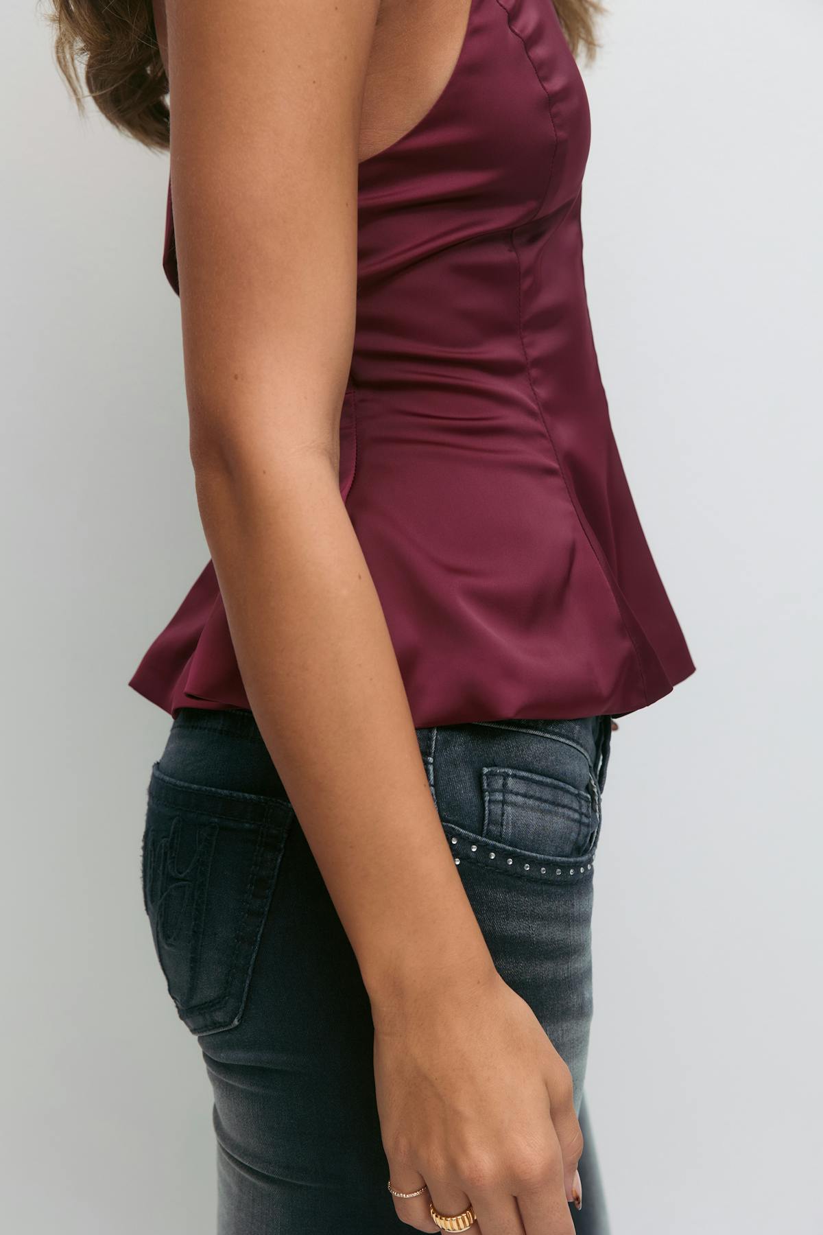 14+ satin halterneck top - Bordeaux foncé