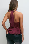 14+ satin halterneck top - Bordeaux foncé
