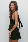 14+ satin halterneck top - Noir