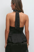 14+ satin halterneck top - Noir