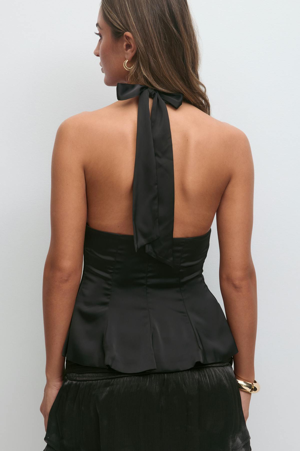 14+ satin halterneck top - Noir