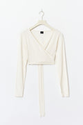 Cropped yoga wrap cardigan - Gardenia