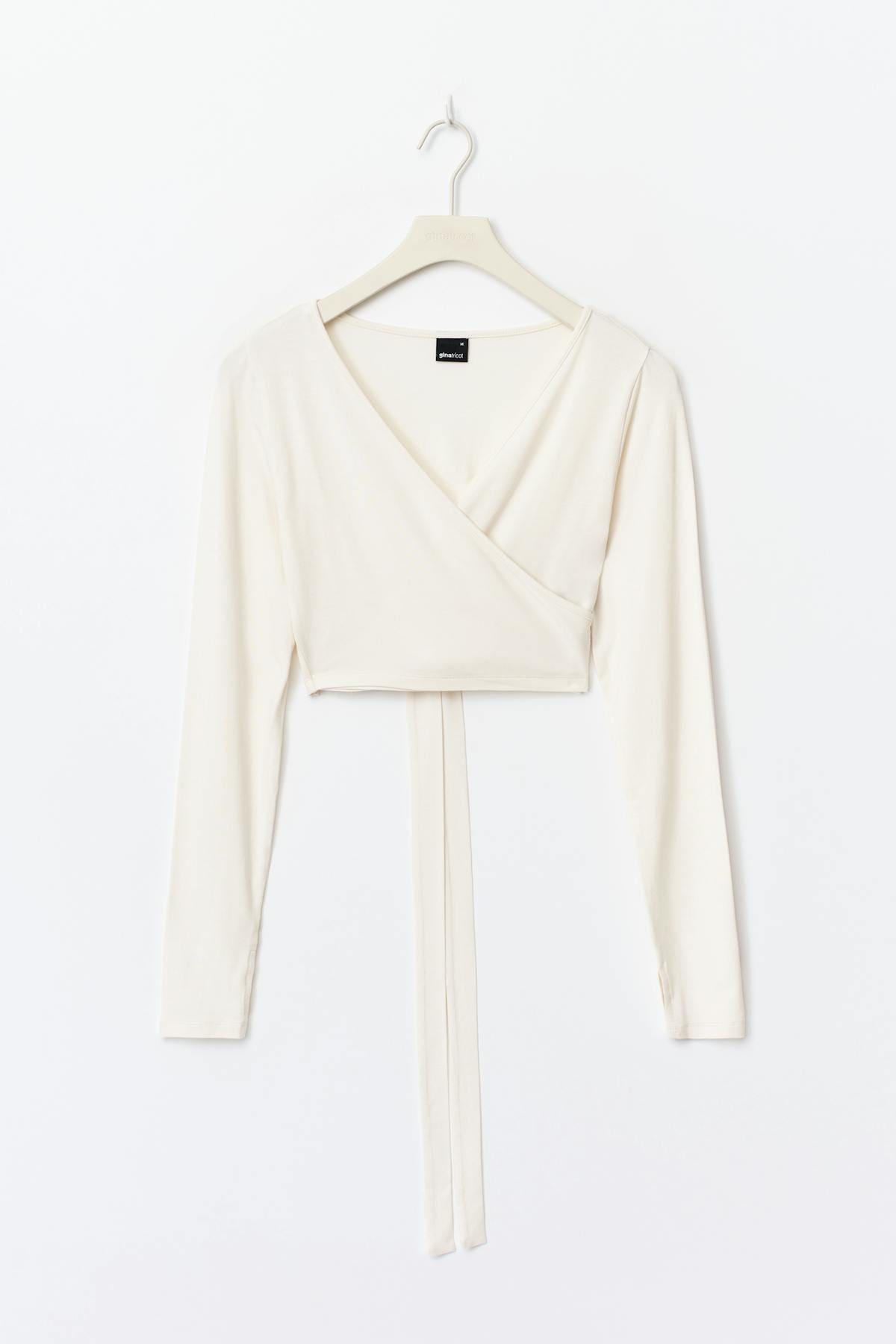 Cropped yoga wrap cardigan - Gardenia