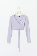Cropped yoga wrap cardigan - Dusty purple