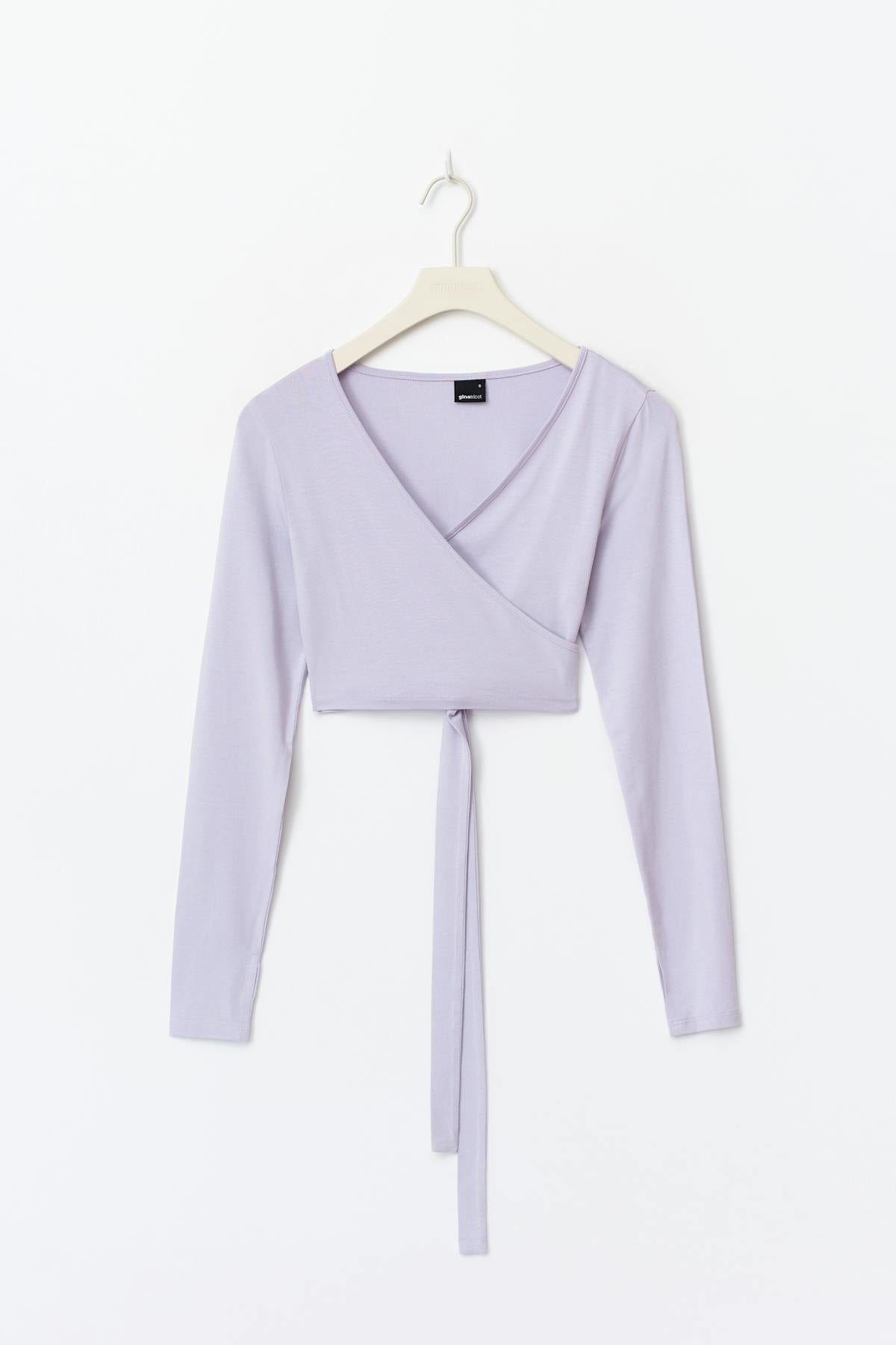 Cropped yoga wrap cardigan - Dusty purple