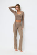 Cropped yoga wrap cardigan - Dusty purple
