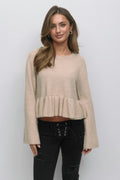 14+ knitted peplum sweater - Beige
