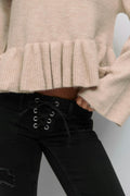 14+ knitted peplum sweater - Beige