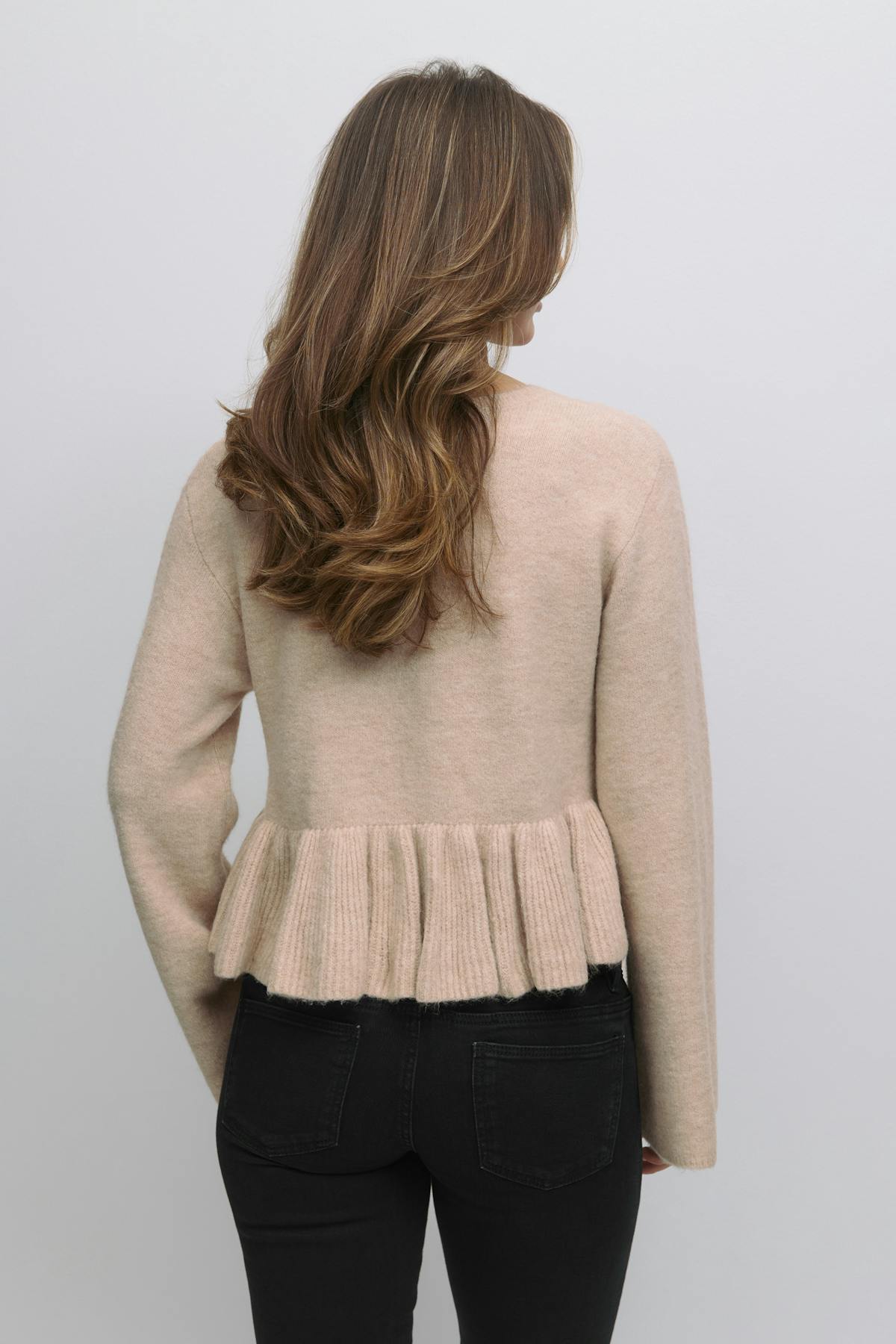 14+ knitted peplum sweater - Beige
