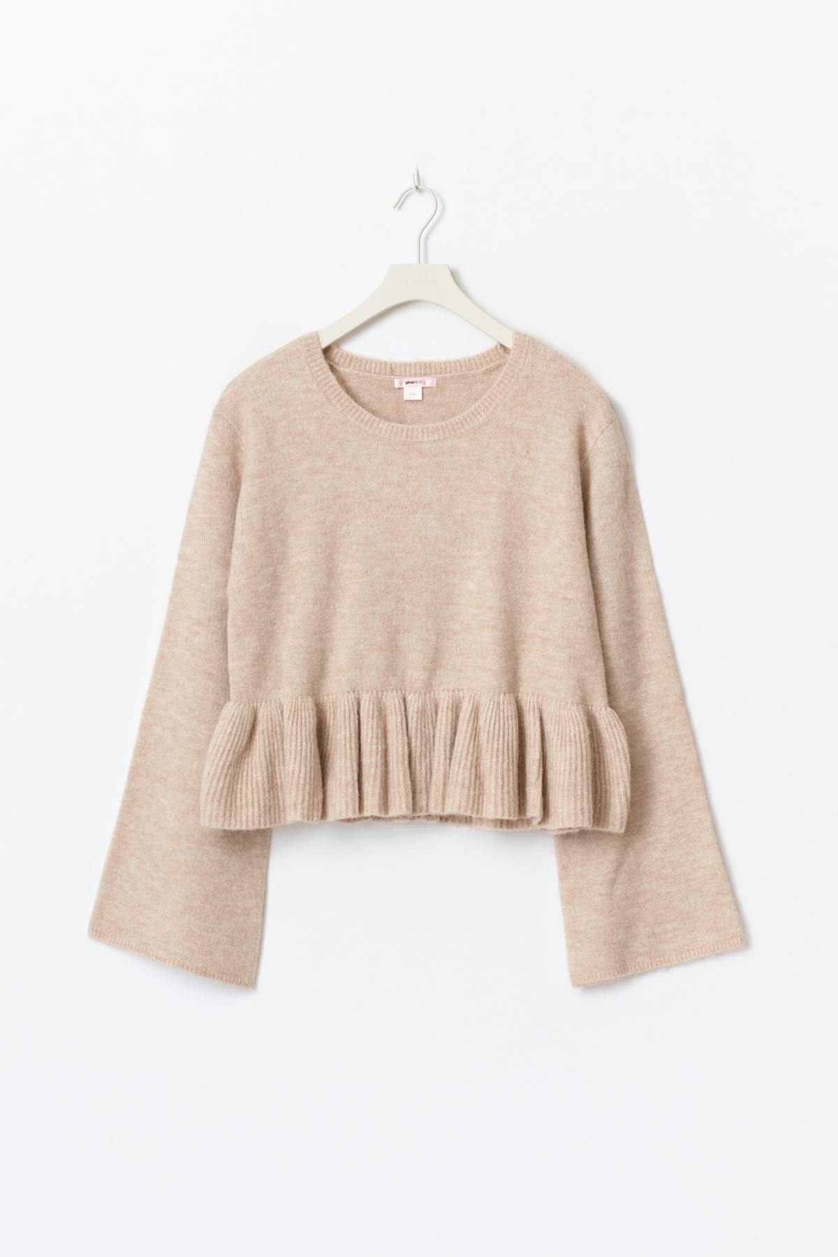 14+ knitted peplum sweater - Beige