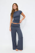 Scooped back yoga top - Dusty blue