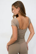 Scooped back yoga top - Espresso brown