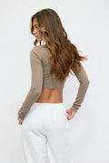 Cropped soft yoga top - Espresso brown