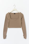 Cropped soft yoga top - Espresso brown