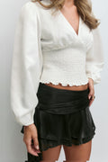 14+ satin smock blouse - Gardenia