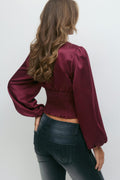 14+ satin smock blouse - Rouge foncé