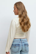 Y ruched long sleeve top - Blanc cassé